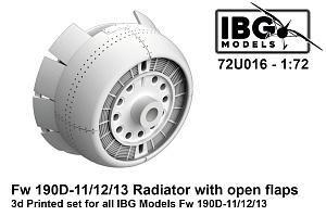 Additions (3D resin printing) 1/72 Focke-Wulf Fw-190D-11/Fw-190D-12/Fw-190D-13 Radiator with open flaps (designed to be used with IBG Models kits) 