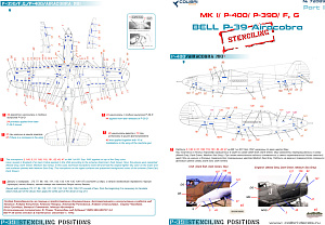 Decal 1/72 Bell Р-39 Stenciling  Part I (MK I, P-400, P-39 D) (Colibri Decals)