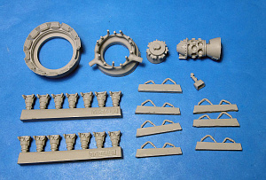 Additions (cast) 1/48 TBD-1 Devastator Engine, Manifold and Hood Skirt (GWH) (Vector) 