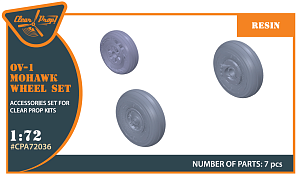 Additions (3D resin printing) 1/72 Grumman OV-1A/JOV-1A Mohawk /OV-1D Mohawk wheels set (designed to be used with Clear Prop Models, Frog and Hasegawa kits)