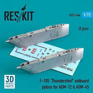 Additions (3D resin printing) 1/72 Republic F-105D/F-105G Thunderchief outboard AGM-12 & AGM-45 pylons (2 pcs) (ResKit)