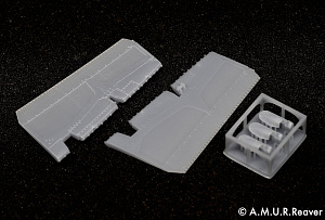Additions (3D resin printing) 1/48 Late-type rudders for the MiG-29 9-12 (A.M.U.R.Reaver)