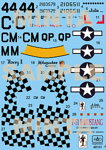 Decal 1/72 P-51 B/C Mustang (USAF over Europe) (HAD)