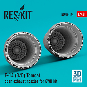 Additions (3D resin printing) 1/48 Grumman F-14B/F-14D Tomcat open exhaust nozzles (ResKit)