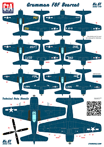 Decal 1/48 Grumman F8F Bearcat - All types of this aircraft, USN, 8 Markings (Cut then Add)