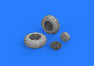 Additions (3D resin printing) 1/32 North-American P-51D Mustang New Tool wheels with weighted tyre effect (designed to be used with Revell kits) 