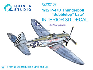 P-47D Thunderbolt Bubbletop (Late) 3D-Printed & coloured Interior on decal paper (Trumpeter)