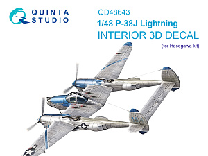 P-38J Lightning 3D-Printed & coloured Interior on decal paper (Hasegawa)