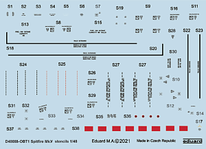 Decal 1/48 Spitfire Mk.V stencils (EDU)