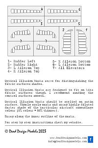 Hawker Hurricane Mk.I 3D/optical illusion paint mask for control surfaces (designed to be used with Airfix kits)
