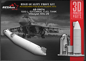 Additions (3D resin printing) 1/48 MiG-29 - Additional fuel tank 1500 liters. (RESArm)