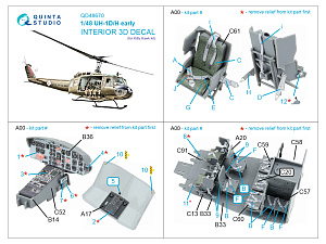 UH-1D early/UH-1H early 3D-Printed & coloured Interior on decal paper (Kitty Hawk)