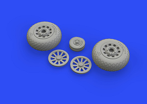 Additions (3D resin printing) 1/48       North-American P-51D-5 Mustang wheels with weighted tyre effect diamond tread 2 (designed to be used with Eduard kits) 