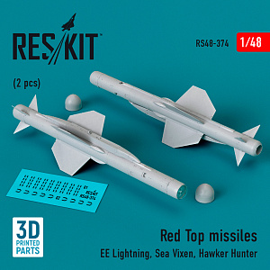 Additions (3D resin printing) 1/48 Red Top missiles (2pcs) (BAC/EE Lightning, de Havilland Sea Vixen, Hawker Hunter) (ResKit)