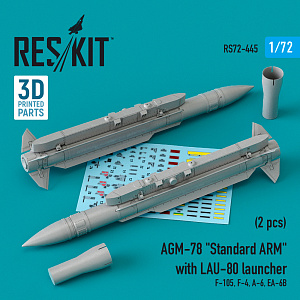 Additions (3D resin printing) 1/72 AGM-78 "Standard ARM" with LAU-80 launcher (2 pcs) (ResKit)