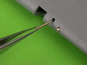Aircraft detailing sets (brass) 1/48 Hawker Hurricane Mk.IIb - Browning .303 cal barrel tips & bead sight mount