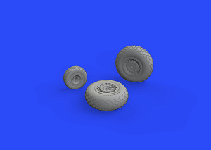 Additions (3D resin printing) 1/72 North-American B-25H/B-25J Mitchell wheels with weighted tyre effect (designed to be used with Hasegawa kits) 