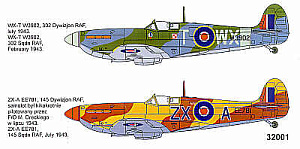 Decal 1/32 Supermarine Spitfire Mk.Vb (5) RM144 RF-D 303 Polish Sqn 3 versions' (Techmod)