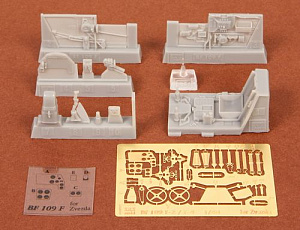 Additions (3D resin printing) 1/48 Messerschmitt Bf 109 F-2/4 cockpit set (ZVE)