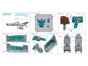 MiG-21MF (Moscow plant) 3D-Printed & coloured Interior on decal paper (Eduard) (with 3D-printed resin parts)