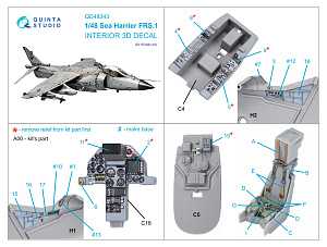 Sea Harrier FRS.1 3D-Printed & coloured Interior on decal paper (Kinetic)