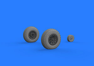 Additions (3D resin printing) 1/32 North-American P-51D Mustang New Tool wheels with weighted tyre effect (designed to be used with Revell kits) 