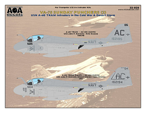 Decal 1/32 VA-75 SUNDAY PUNCHERS (2). USN Grumman A-6E TRAM Intruders in the Cold War & Desert Storm (AOA Decals)