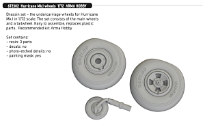 Additions (3D resin printing) 1/72 Hawker Hurricane Mk.I wheels (designed to be used with Arma Hobby kits) 