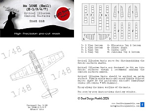 Messerschmitt Bf-109E-1/Bf-109E-3/Bf-109E-4/Bf-109E-7 3D/optical illusion paint mask for control surfaces (designed to be used with Eduard kits)