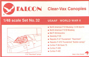 Vacuum-molded lantern 1/72 USAAF Fighters WWII(Falcon)