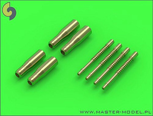 Aircraft guns (brass) 1/48 Hawker Hurricane Mk.IIC - Hispano Mk.I 20mm cannons (with flat recoil springs) (4 pcs)