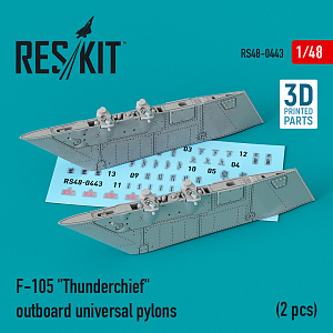 Additions (3D resin printing) 1/48 Republic F-105D/F-105G Thunderchief outboard universal pylons (2 pcs) (ResKit)