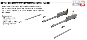 Additions (3D resin printing) 1/48 Mitsubishi A6M3 Zero cannon barrels & cockpit guns (designed to be used with Eduard Models kits) 