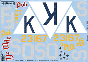 Decal 1/32 Boeing B-17F Flying Fortress 42-3167 FO-S 'K' 'Ye Olde Pub'  (Kits-World)