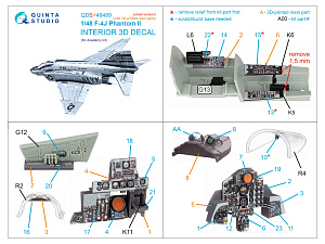 F-4J Phantom II 3D-Printed & coloured Interior on decal paper (Academy) (Small version) (with 3D-printed resin parts)