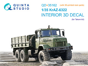 KrAZ-6322 3D-Printed & coloured Interior on decal paper (Takom) (with 3D-printed resin parts)