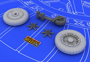 Additions (3D resin printing) 1/48 Messerschmitt Bf-109E wheels with weighted tyre effect (designed to be used with Eduard kits)