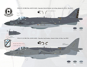 Decal 1/32  McDonnell-Douglas AV-8B Harrier II Plus "Hell Raising Harriers"  (Flying Leathernecks)