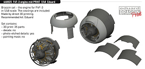 Additions (3D resin printing) 1/48 Grumman F4F-3 Wildcat engine mid (designed to be used with Eduard kits)