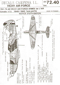 Decal 1/72 Vichy Air Force 1940-42 Part 1.(Colorado)