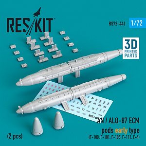 Additions (3D resin printing) 1/72 AN / ALQ-87 ECM pods early type (2 pcs) (ResKit)