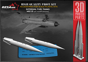 Additions (3D resin printing) 1/48 Additional fuel tanks of MiG-21 (all modifications) (RESArm)