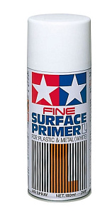 Surface primer white for plastic and metal, 180 ml. spray (Tamiya)