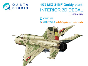 MiG-21MF (Gorkiy plant) 3D-Printed & coloured Interior on decal paper (Eduard) (with 3D-printed resin parts)