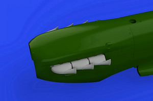 Additions (3D resin printing) 1/48 Supermarine Spitfire Mk.V three-stacks exhausts fishtail (designed to be used with Eduard kits) 