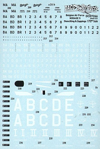 Decal 1/72 Belgian Air Force Dassault-Mirage 5 Stencilling & zappings (Daco Products)