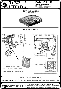 Aircraft detailing sets (brass) 1/32 PZL P.11 - oil cooler (designed to be used with IBG Models kits) 