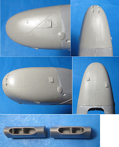 Additions (3D resin printing) 1/48 A-26B/B-26K Invader corrected 8-gun nose and wing air intakes for ICM (Vector) 