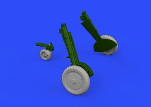 Additions (3D resin printing) 1/48 Messerschmitt Bf-109G-6 wheels with weighted tyre effect (designed to be used with Tamiya kits) 