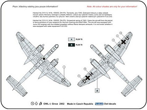 Decal 1/72 Heinkel He.219V-5 DH+PU four blades propeller (light version) (Owl Decals)